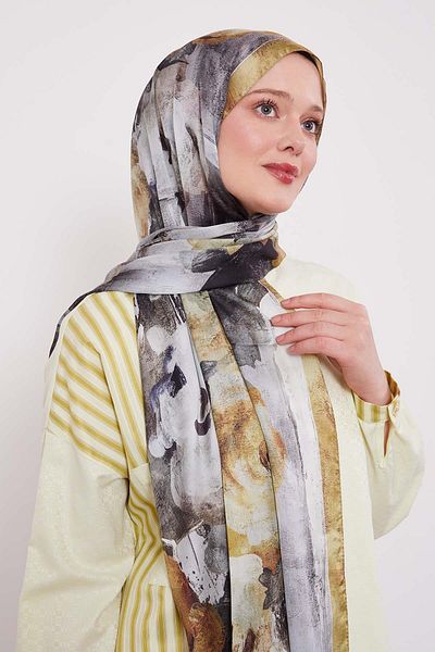 Levidor Abstract Flower Pattern Indian Silk Shawl
