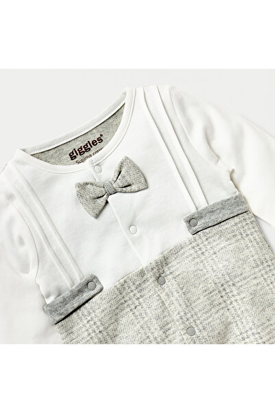 giggles Checked Closed Feet Sleepsuit with Long Sleeves