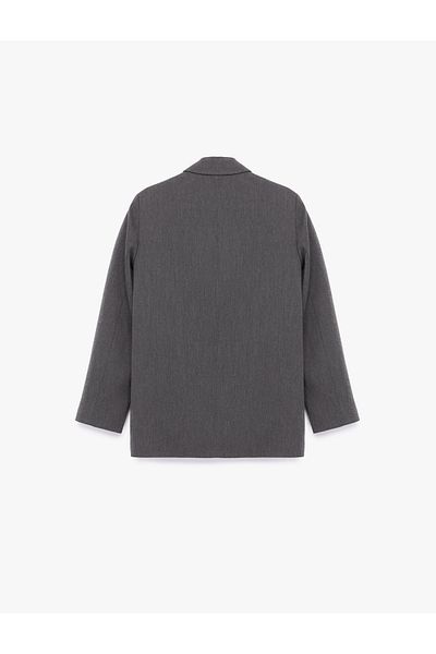 Koton Long Sleeve Viscose Blended Double Breasted Collar Oversize Blazer Jacket
