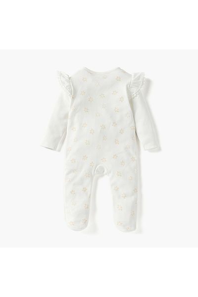 Juniors Camel Embellished Sleepsuit with Round Neck and Long Sleeves