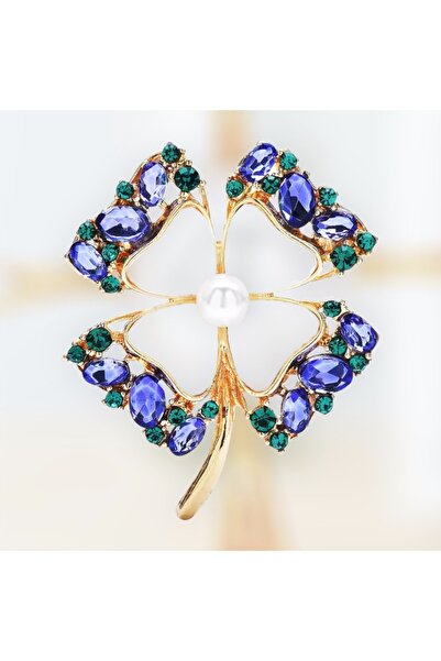 Purple Diamond Clover Brooch