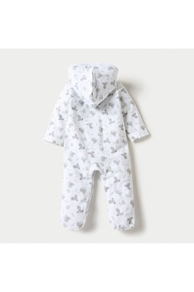 Juniors Koala Print Hooded Closed Feet Sleepsuit with Button Closure