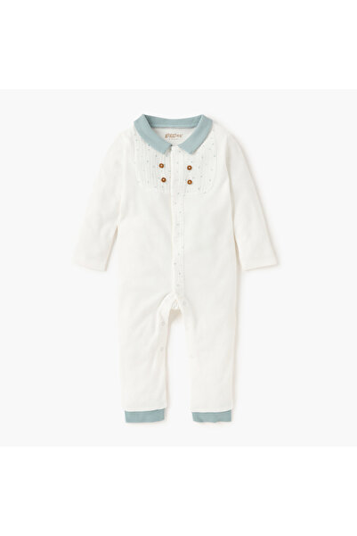 giggles Collared Neckline Sleepsuit with Button Closure