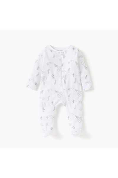Juniors Animal Print Closed Feet Sleepsuit and Cap Set