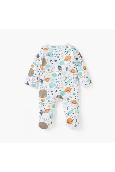 Juniors Galaxy Print Closed Feet Sleepsuit with Zip Closure