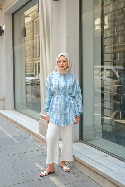 LOCCO Women's Tie Dye Pattern Lilyum Shirt Blue