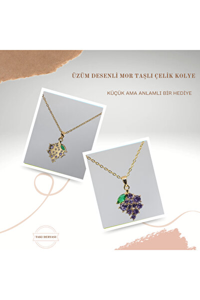 CEZY قلادة من الفولاذ المقاوم للصدأ بنمط العنب الأرجواني، خيار هدية أنيق، مقا...