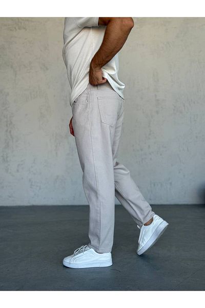 Gambocci Men's Comfortable Fit Boyfriend High Waist Pants