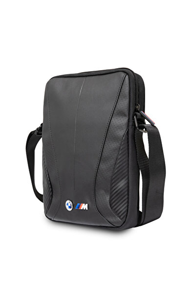 BMW Orjinal Lisanslı Tablet Çantası Metal Logolu Fermuarlı Çapraz Askılı Siyah