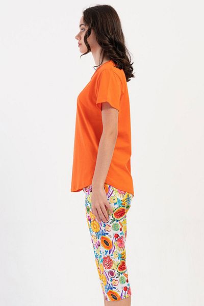 VİENETTA Cotton Women's Short Sleeve Capri Pajama Set, 408198