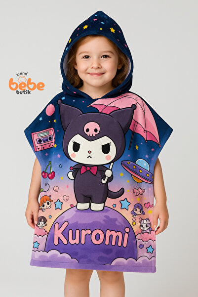 Trend Bebe Butik Prosop de mare cu glugă Kuromi, halat de plajă pentru copii ...