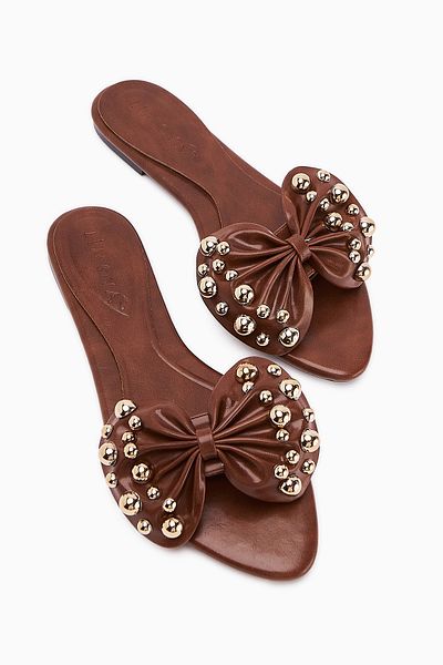 Limoya Dotty Taba Kabara Studded Bow Women's Slippers