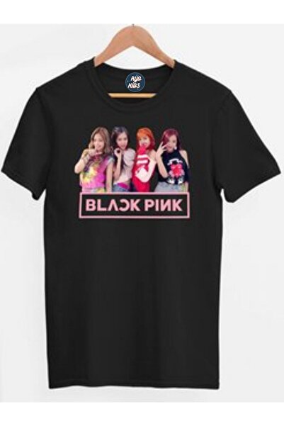 RYO FASHİON BLACK PINK GROUP Printed Short Sleeve Unisex BLACK Kids T-Shirt