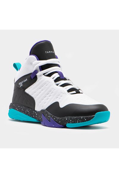 Decathlon Tarmak Kids Basketball Shoes - White/Black/Purple - Ss500H