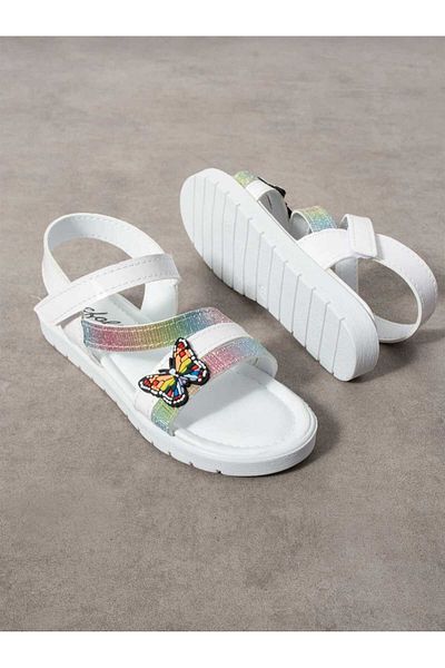 WEBORN Copii alb zilnic unic cu velcro fluture detaliat sandale ușoare talpă confortabilă papuci de zi cu zi pentru piscină