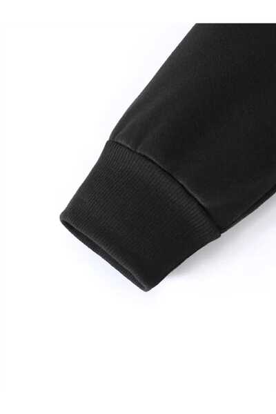 caddekombin Replay Motorcycle Printed Hooded Pocket Cotton Black Sweatshirt