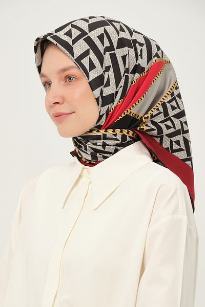 Madame Polo Printed Twil Scarf Multicolor Non-Slip 90X90 cm
