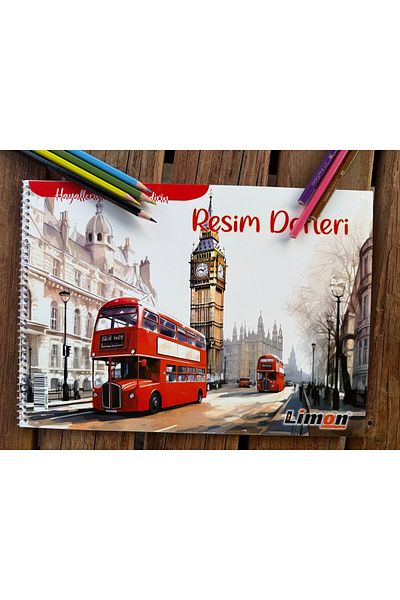 LİMON DEFTER Caiet de lămâie Copertă din carton spiralat 25 de coli Dimensiune medie (25x35) Caiet de imagini