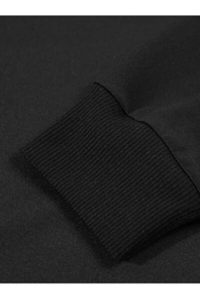 caddekombin Μαύρο φούτερ με κουκούλα με στάμπα Pink Panther και μάλλινη επένδυση μέσα