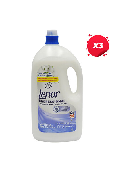 lenor Set of 3 pieces - 4L PROFESSIONAL SOFT COTTON FABRIC CONDITIONER 200 WA...