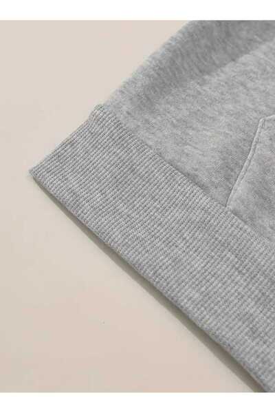 caddekombin Hanorac gri din bumbac cu buzunar și imprimeu prin spate prințesă a groază