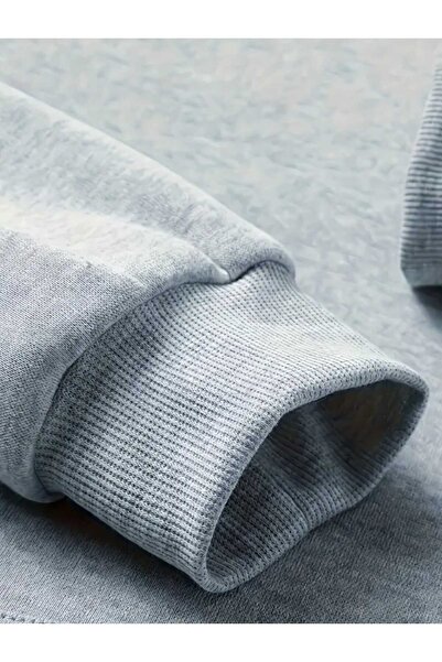 caddekombin Φούτερ με κουκούλα με στάμπα αεροπλάνου, βαμβακερό γκρι με τσέπη