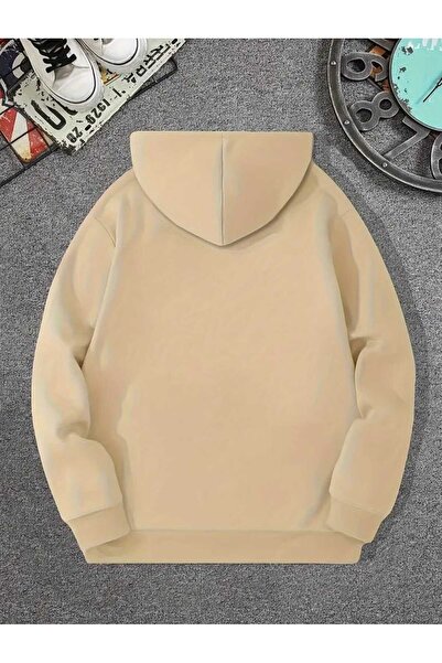 caddekombin Φούτερ με κουκούλα με στάμπα Heartbeat Cycling, βαμβακερό μπεζ με τσέπες