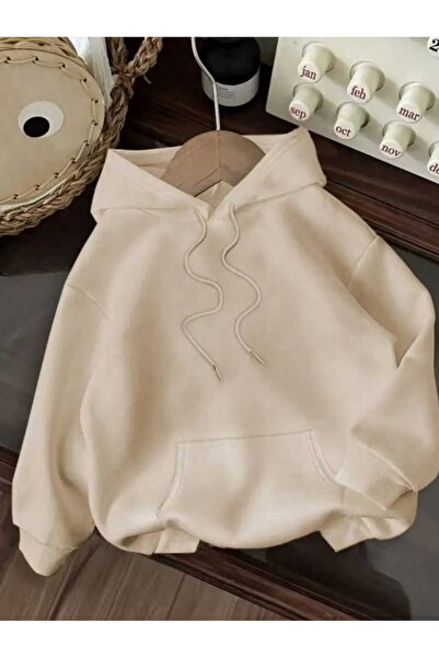 caddekombin Φούτερ με κουκούλα και τσέπη με στάμπα μελισσών και λουλουδιών, βαμβακερό μπεζ