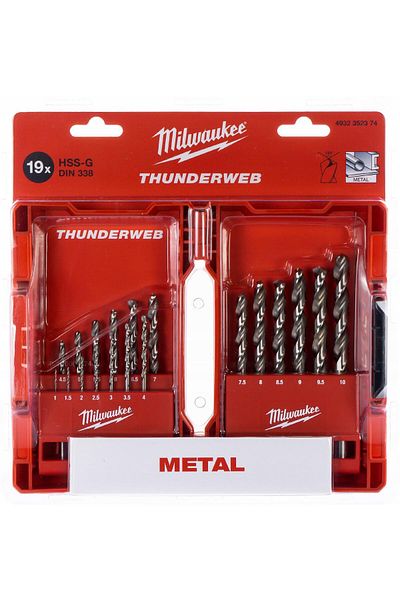 Milwaukee Wiertła do metalu HSS-G Thunderweb Kaseta 19 szt.