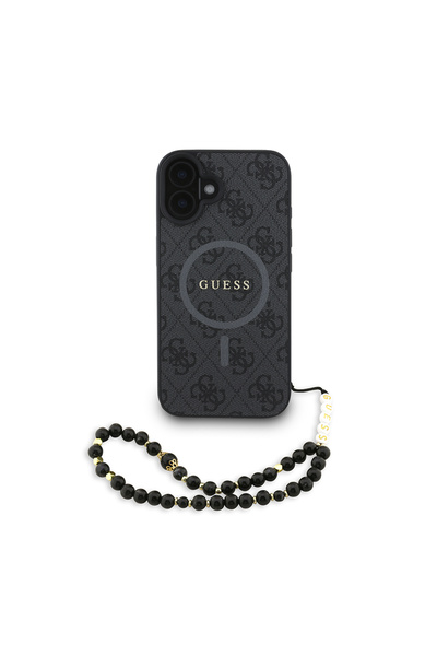Guess iPhone 16 Plus Uyumlu Kılıf Lisanslı M-safe Uyumlu Bilek Askı İpli Yazı...