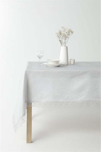 OEM Tablecloth 160 x 220 cm, gray with lace