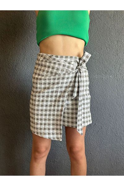 Gönülden Tasarım Plaid Side Tie Sports Skirt