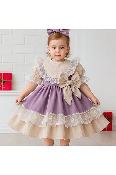 Nissa Lilla Lace Embroidered Girl's Dress Evening Dress