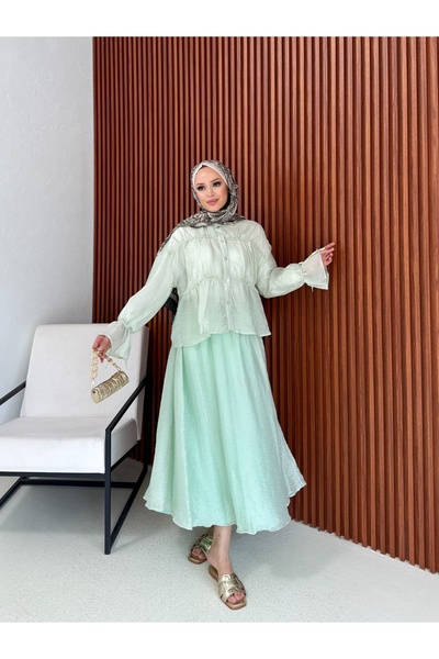 Melike Tatar طقم تنورة تول 32-3571