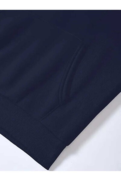 caddekombin The Witcher Baskılı Kapüşonlu Cepli İçi Yünlü Lacivert Sweatshirt