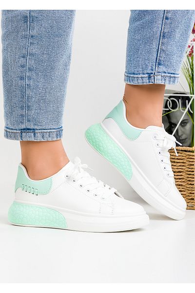 starlike Women's casual shoes white with green A159