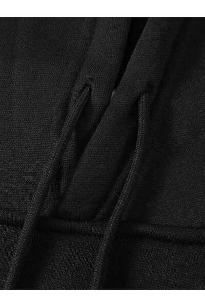 caddekombin Replay Motorcycle Printed Hooded Pocket Cotton Black Sweatshirt