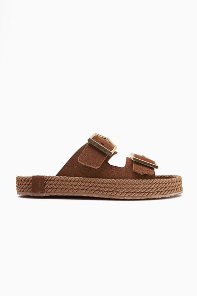 Limoya Horia Tan Double Striped Knitted Sole Women's Slippers