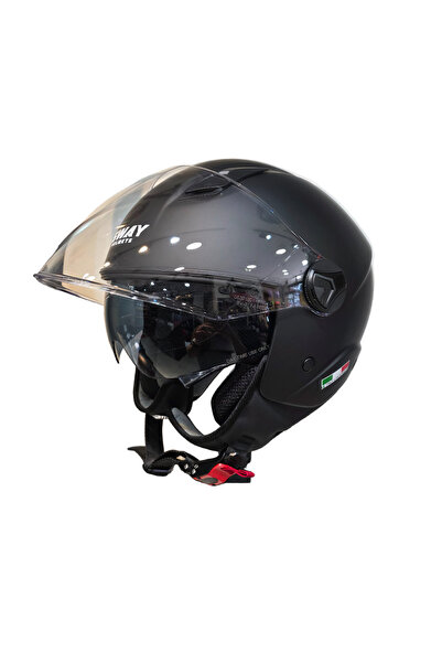 Sway SW-765 MAT SİYAH AÇIK KASK (GÜNEŞ VİZÖRLÜ)