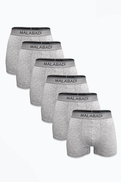 Malabadi Men's Gray 6-Piece Premium Collection Modal Boxer 6m252