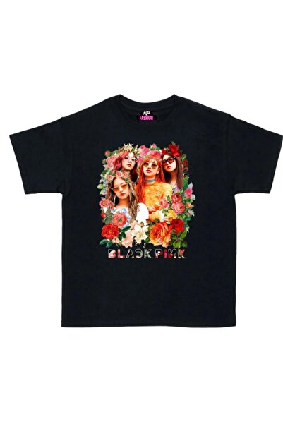 RYO FASHİON Παιδικό μπλουζάκι Blackpink Group μαύρο κοντομάνικο