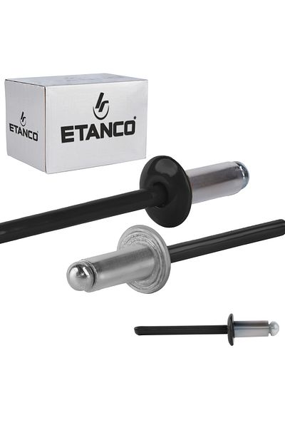 Etanco Nity otwarte aluminiowe 4,8x10mm RAL 9005