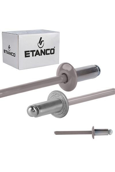 Etanco Nity otwarte aluminiowe 4,8x10mm RAL 9007