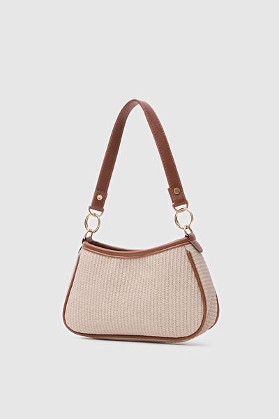 Shule Bags Farme Straw Baguette Bag Brown