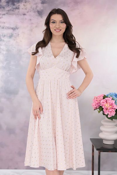 Vanessa Line RO Elegant pink cloche dress with gold print