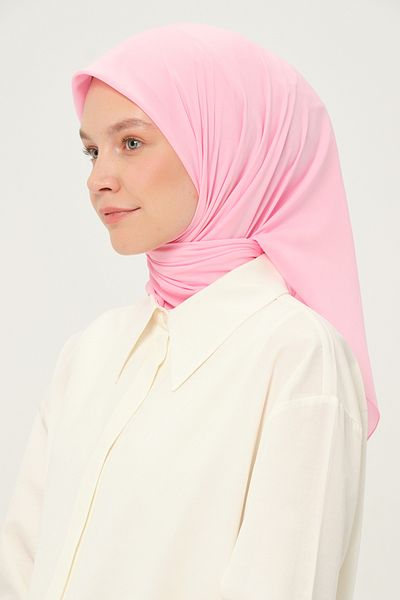 Madame Polo Eșarfă pătrată din șifon simplu Candy Pink