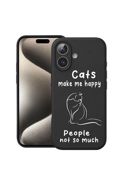 bestcase ® Premium Silicon Case For Apple iPhone 16, Cats And People, 1828635 PB 1852