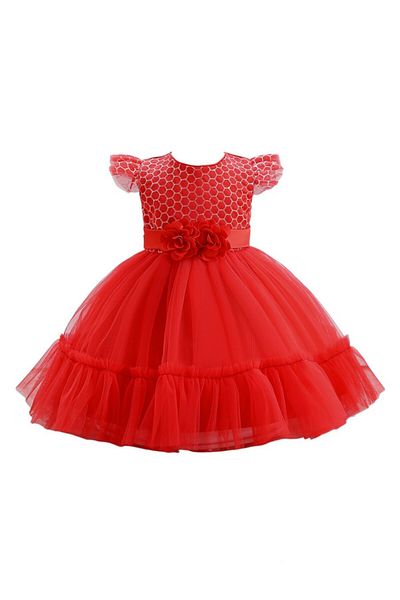 ddaniela Gigi Faux Flower Dress Red
