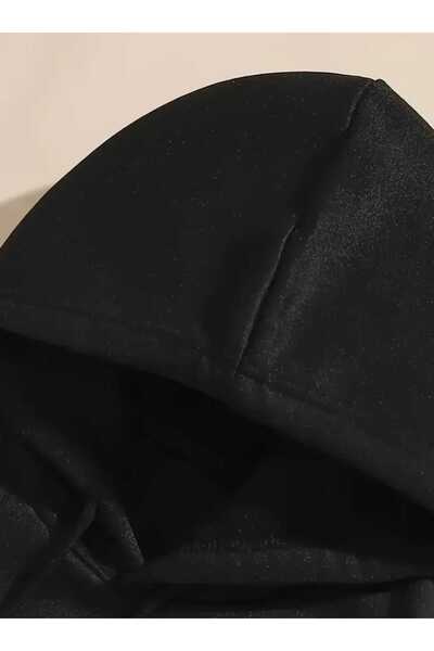 caddekombin Hanorac negru LA Rock The World cu imprimeu pe spate, cu buzunar și lână în interior