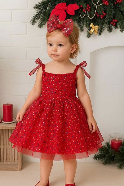 Nissa Red Stone Embroidery Girl's Dress Evening Dress